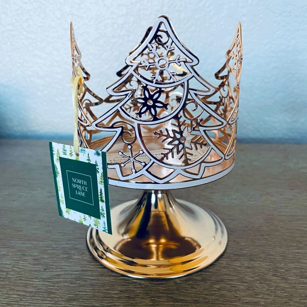 Christmas Tree Metallic Gold Cutout Candle Holder Sleeve